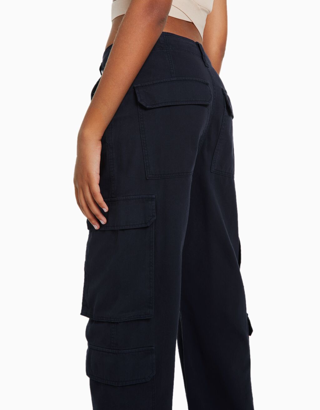 Twill multipocket cargo pants Woman Bershka