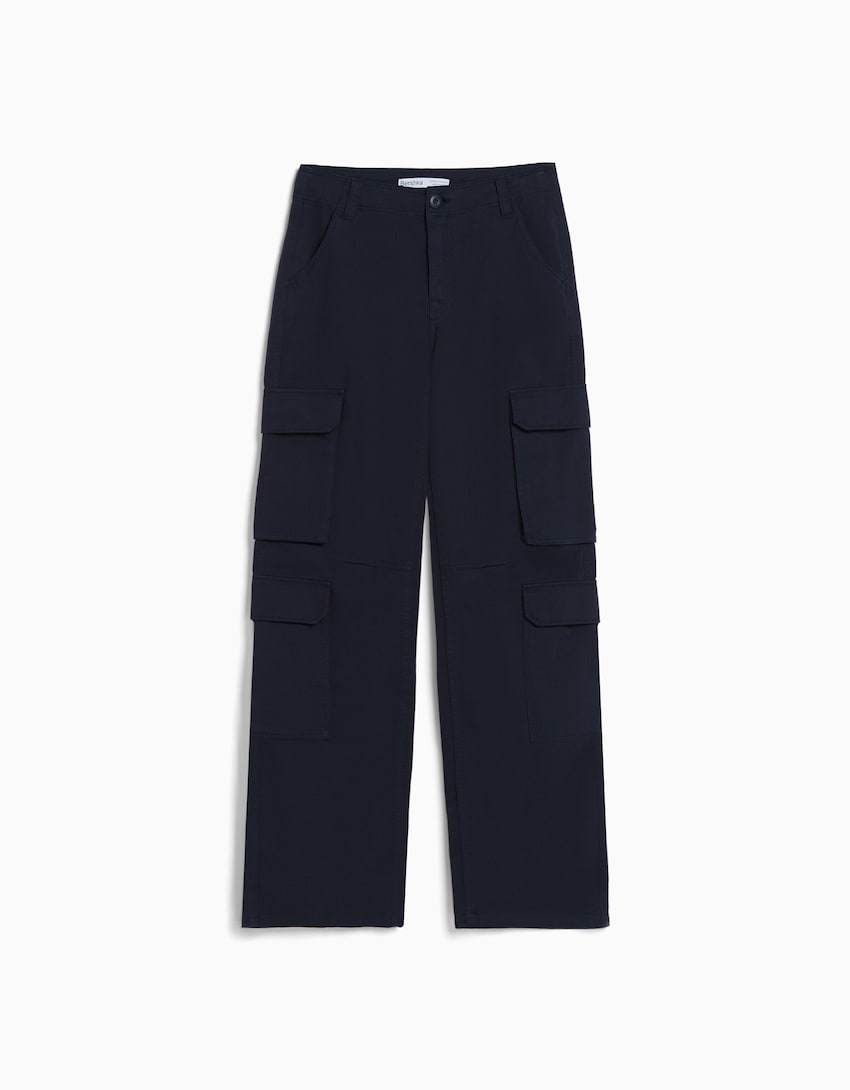 twill multi pocket cargo trousers