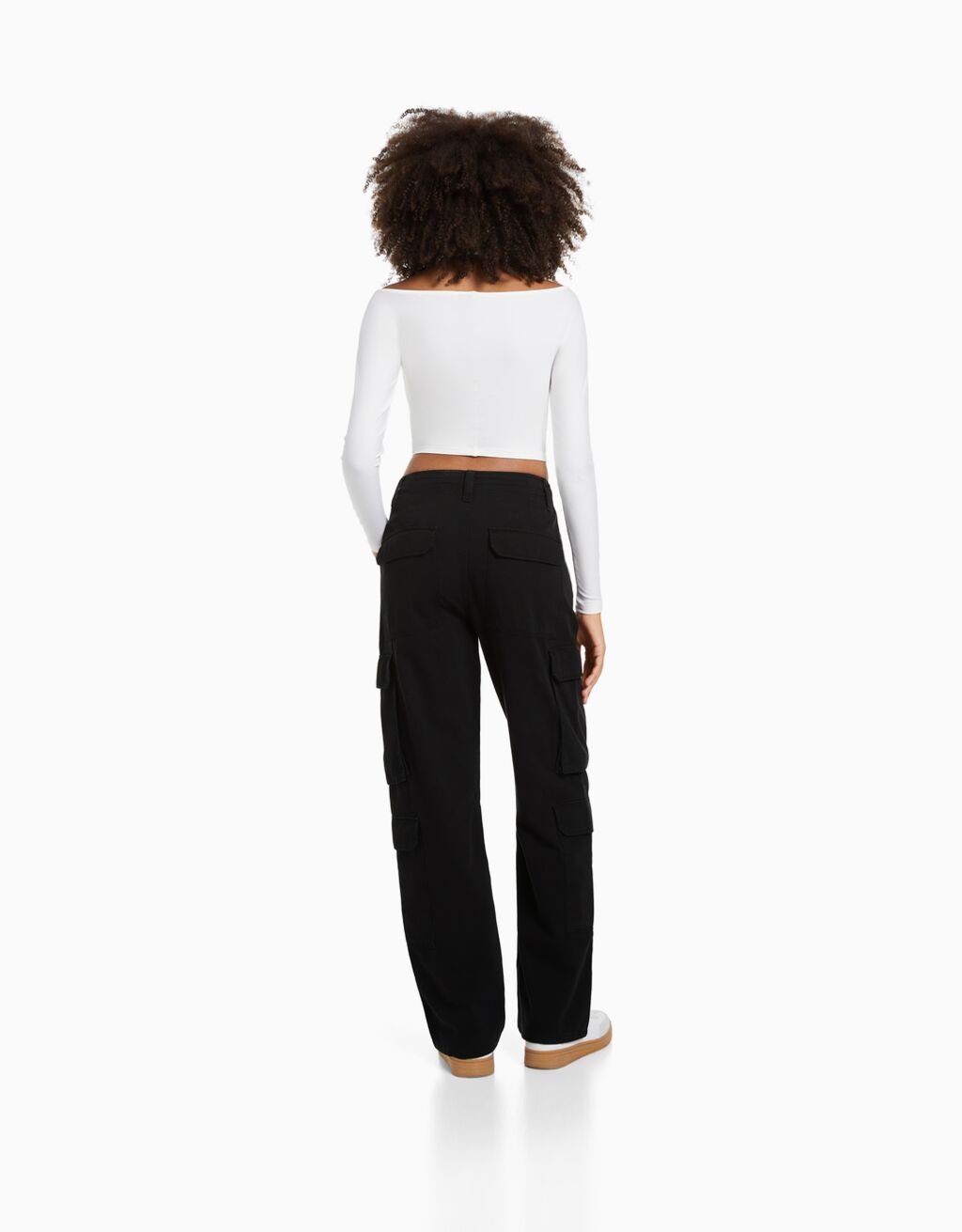 Twill multipocket cargo pants Woman Bershka
