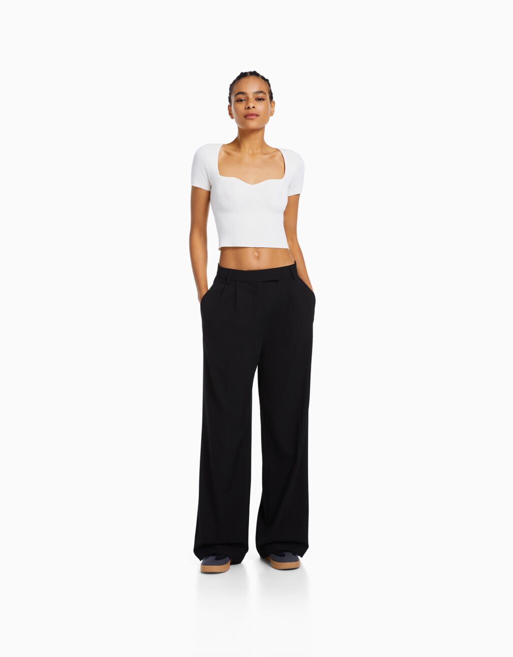 Wide-leg dad-fit tailored pants