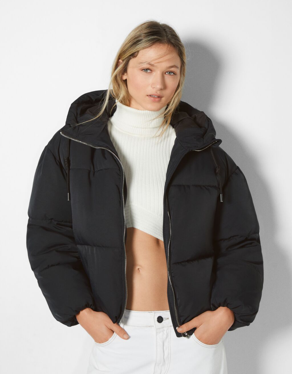 Oversize hooded puffer jacket - Woman
