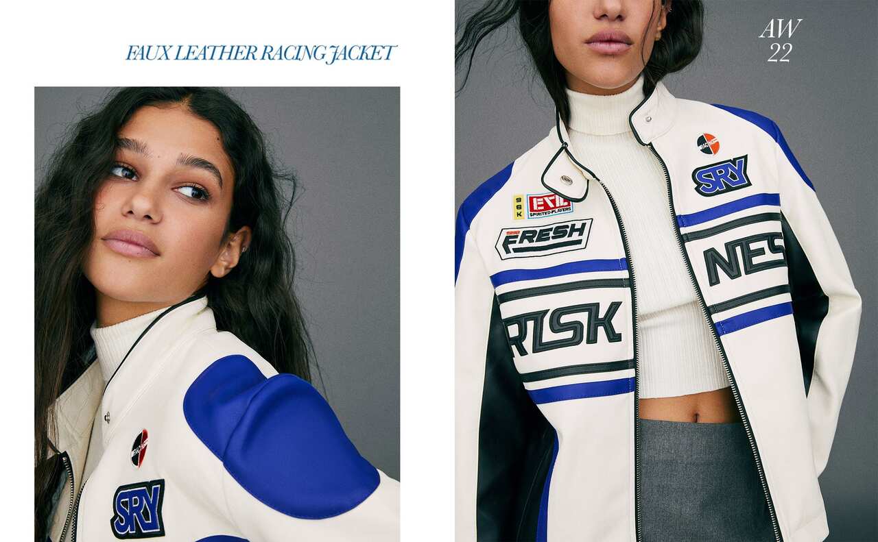 Faux leather racing jacket