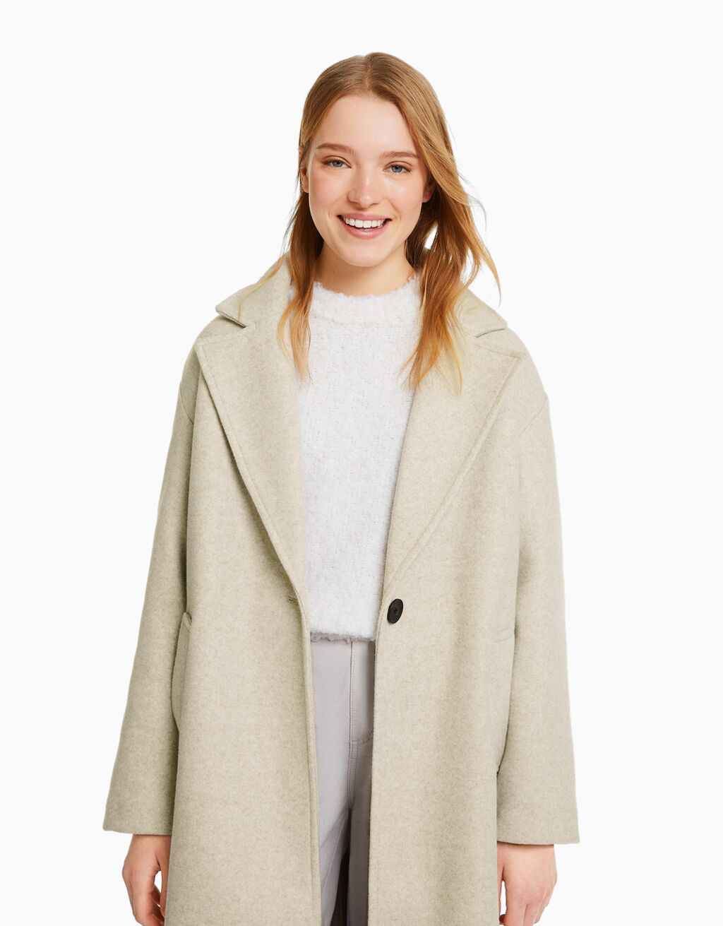 Dropshoulder heavy cloth coat Woman Bershka
