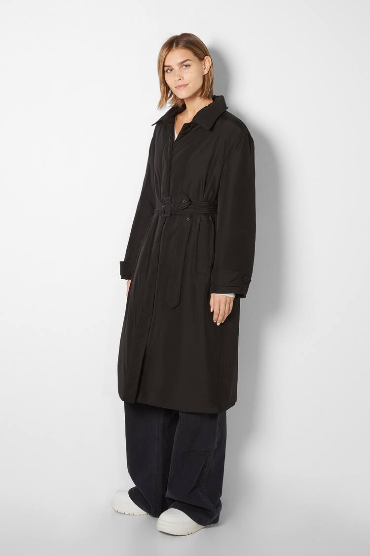 Long quilted trench coat