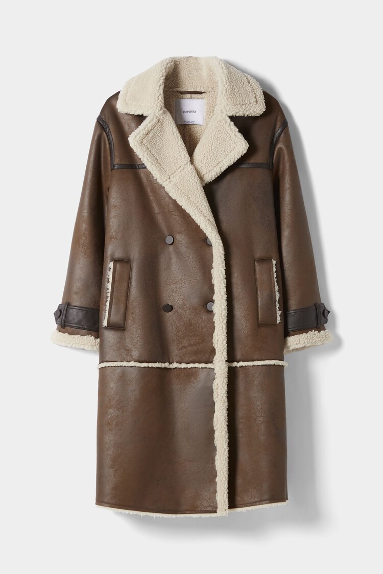 Prodloužený kabát s dvojí texturou
