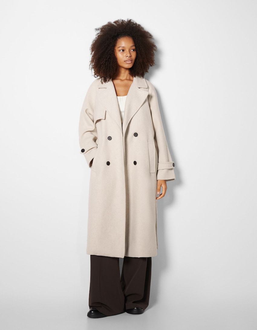 Wool trench coat - Woman | Bershka