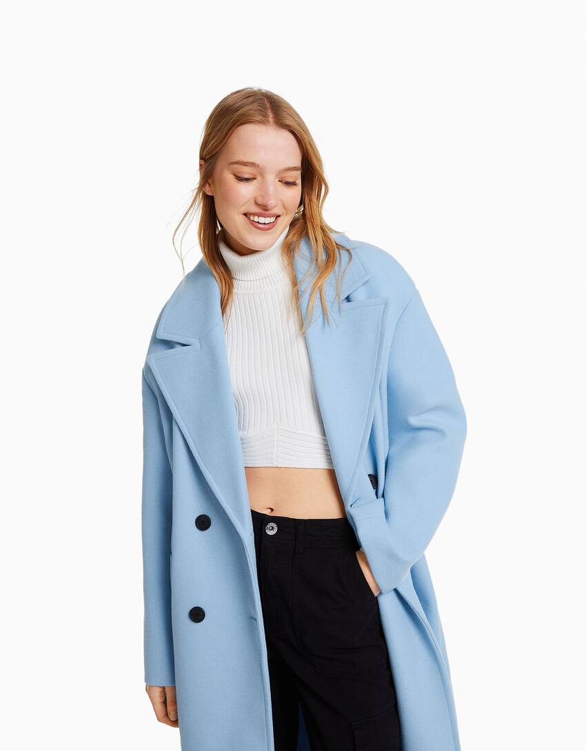 manteau bleu bershka