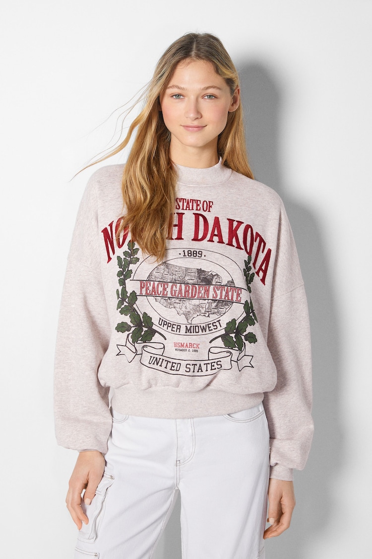 Printed sweatshirt with embroidery