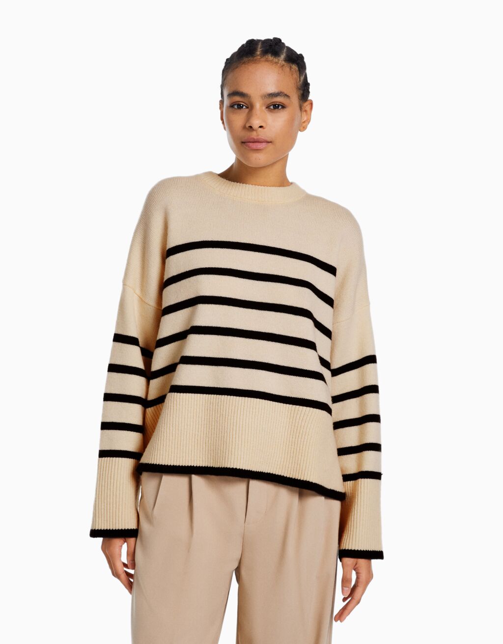 Oversize-Pullover mit Streifen