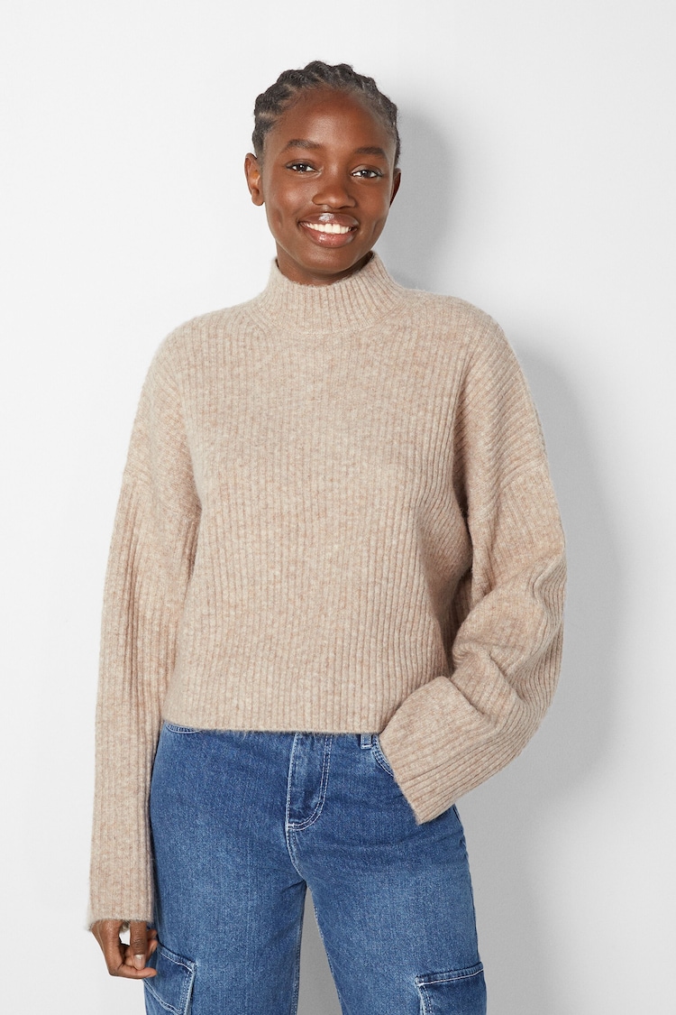 Rievots džemperis ar paaugstinātu apkakli