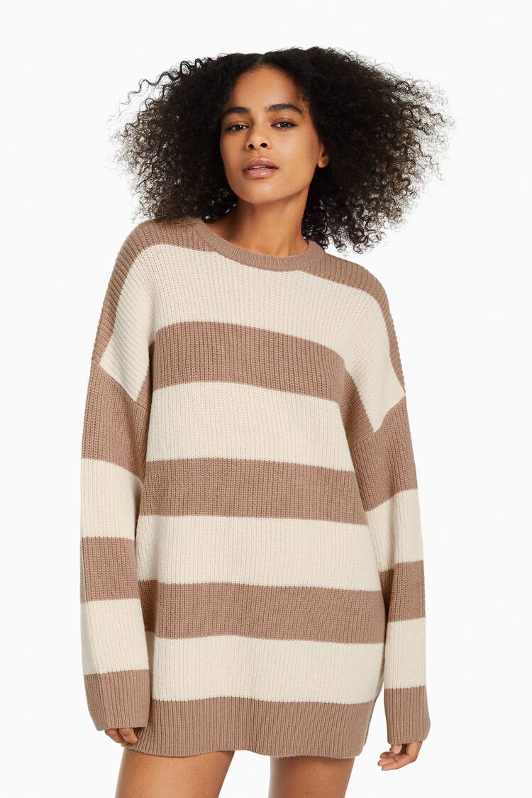 Sweater com decote redondo e riscas