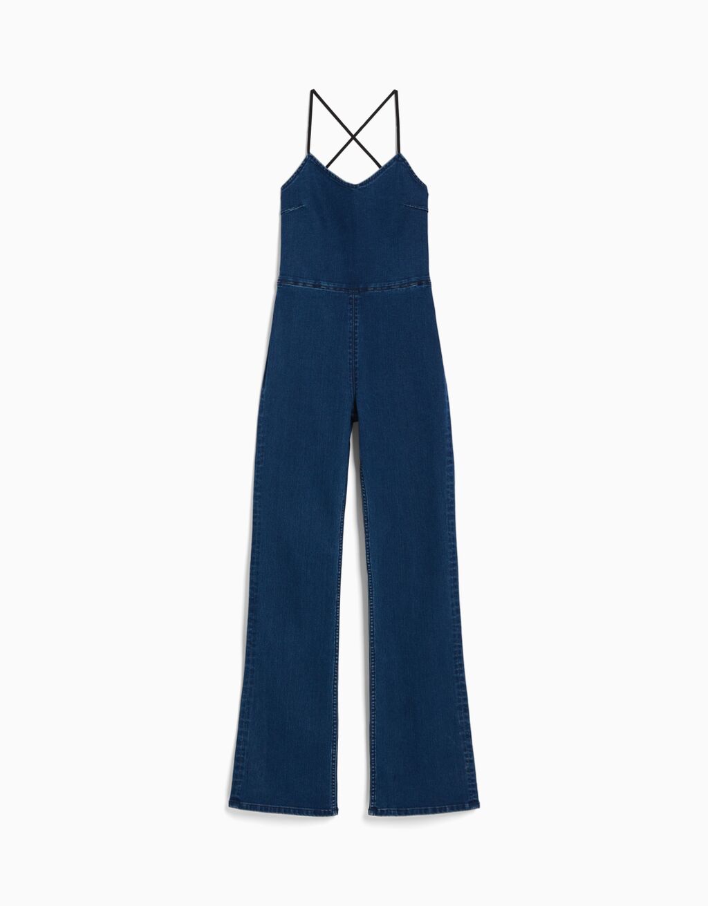 Mono largo denim elástico espalda descubierta Mujer Bershka