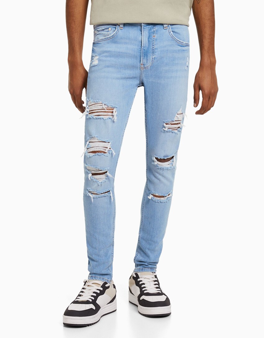 Super skinny fit jeans med huller - |