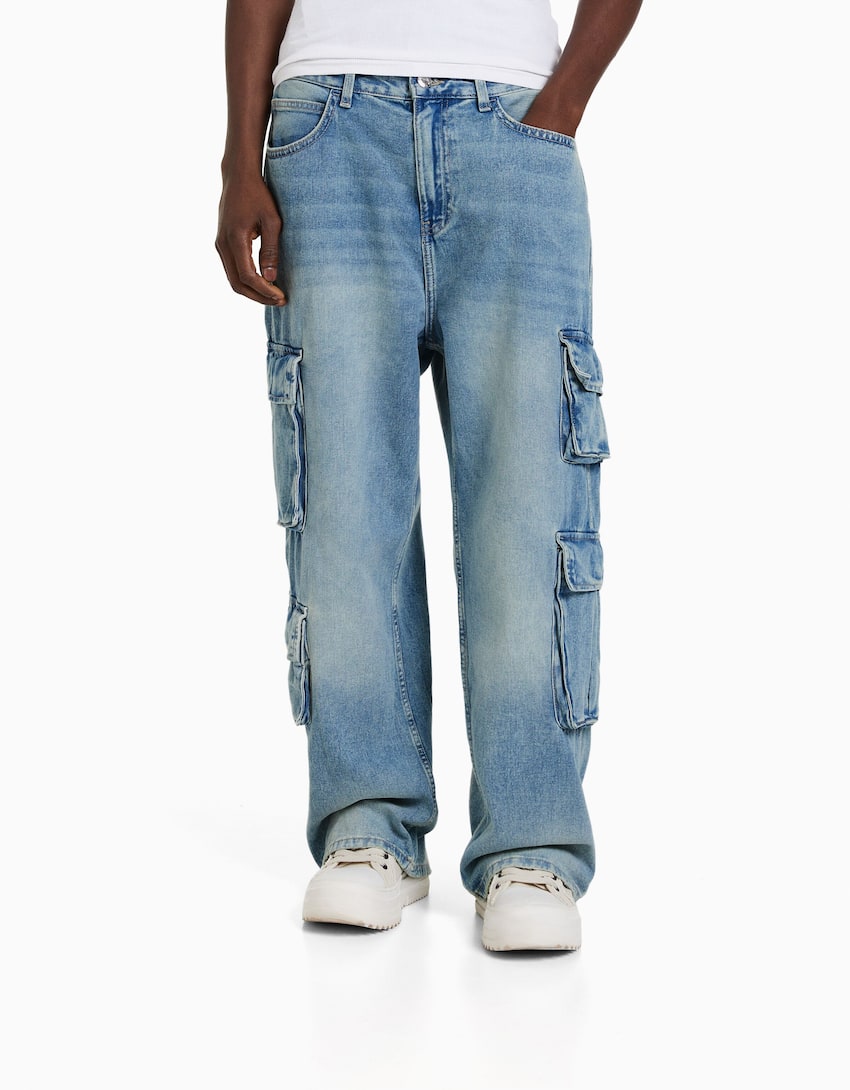 Multi-pocket cargo jeans - Women | Bershka