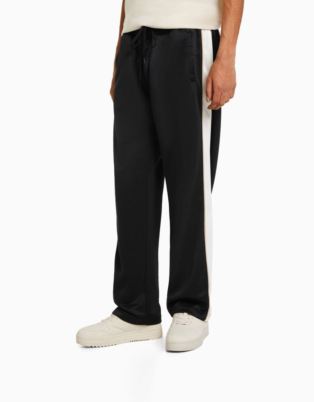 Wide-leg trousers with interlock side stripes - Man | Bershka