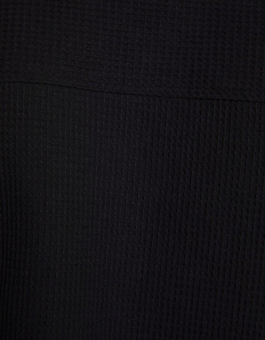 Long sleeve waffle-knit overshirt with snap buttons - Women | Bershka