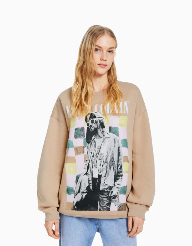 Kurt Cobain print sweatshirt - Men Bershka