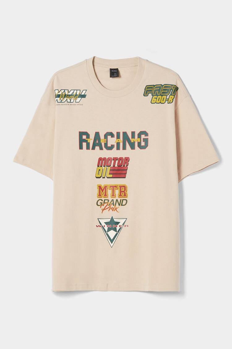 T-shirt manches courtes boxy imprimé racing
