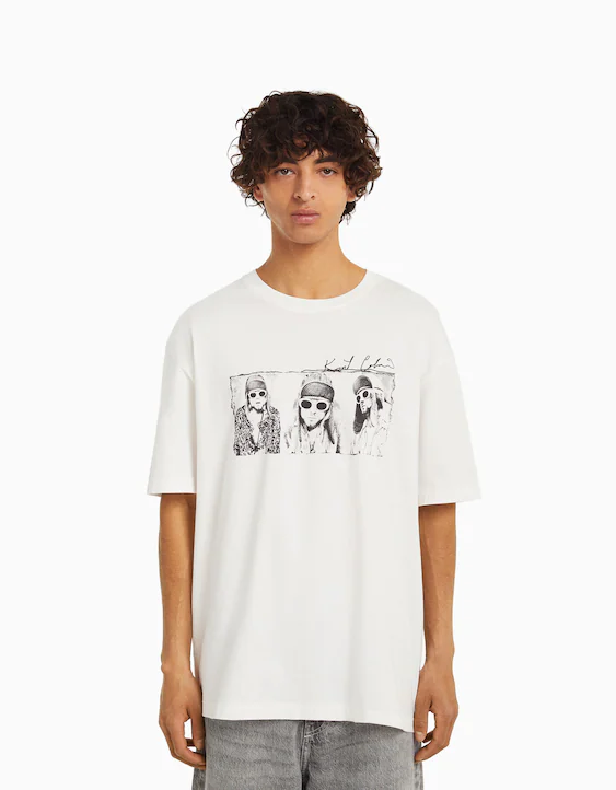 Kaus boxy fit lengan pendek bergambar Cobain - Kaus - Pria | Bershka
