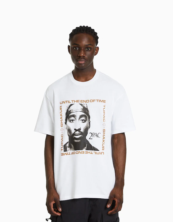 deken Continent Psychologisch Boxy fit T-shirt met korte mouw en Tupac-print - T-shirts - Heren | Bershka