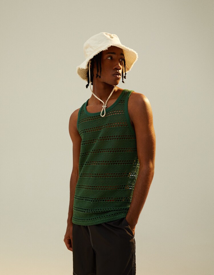 Camiseta tirantes mesh jacquard