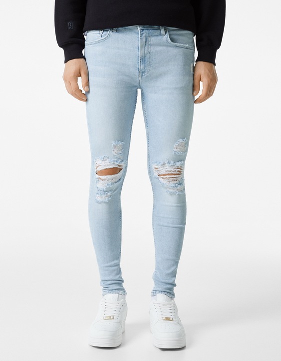 Jeans super skinny rotos - Jeans Hombre | Bershka