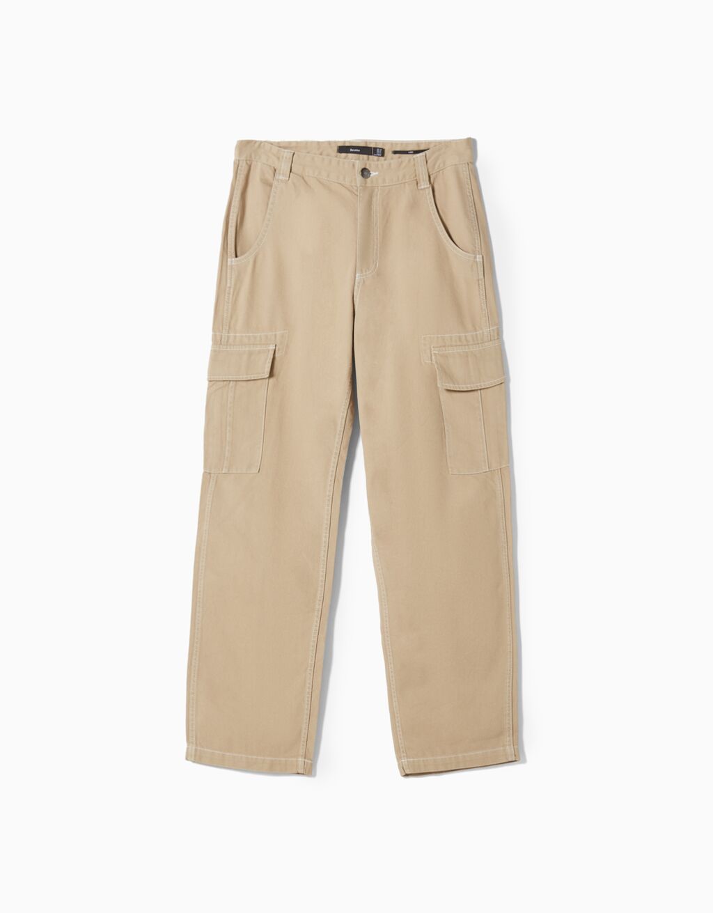 Wide-leg cargo pants with contrasting stitching