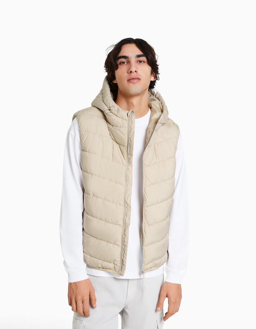 autómata Recreación Competitivo Quilted vest with hood - Men | Bershka
