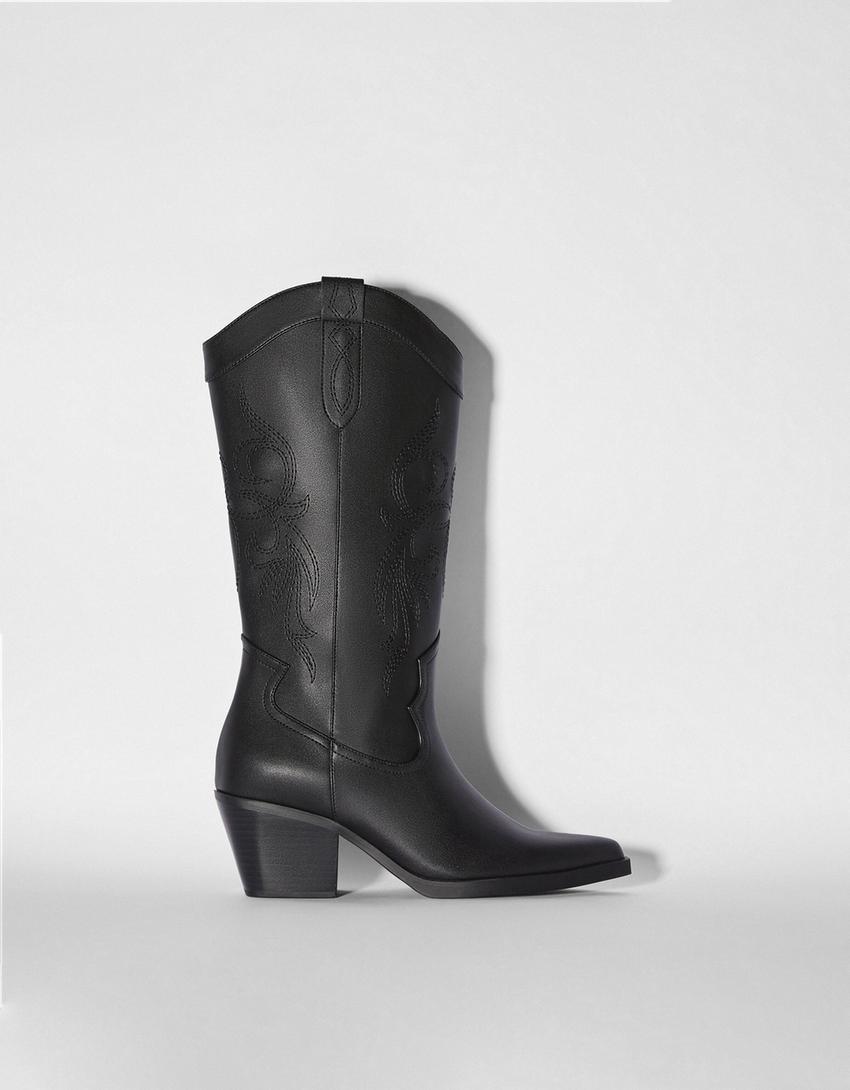 Heeled cowboy boots Woman Bershka