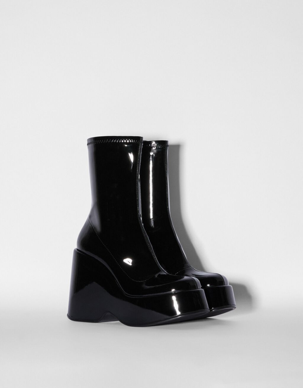 fitted high heel platform ankle boots