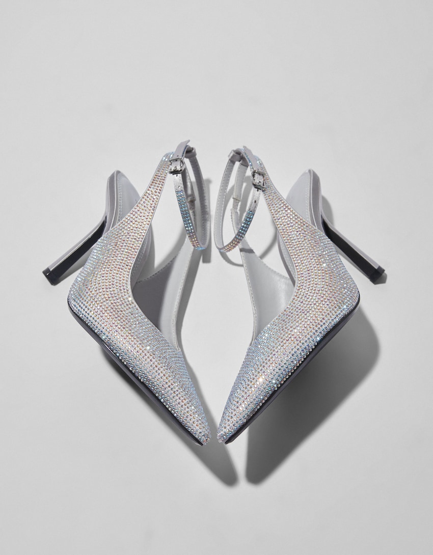 Bejeweled high-heel slingback shoes - Women | Bershka