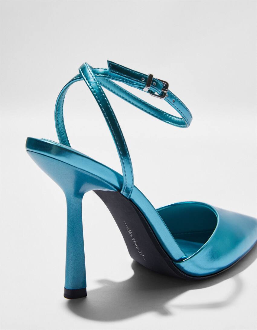 High-heel metallic slingback shoes - Women | Bershka