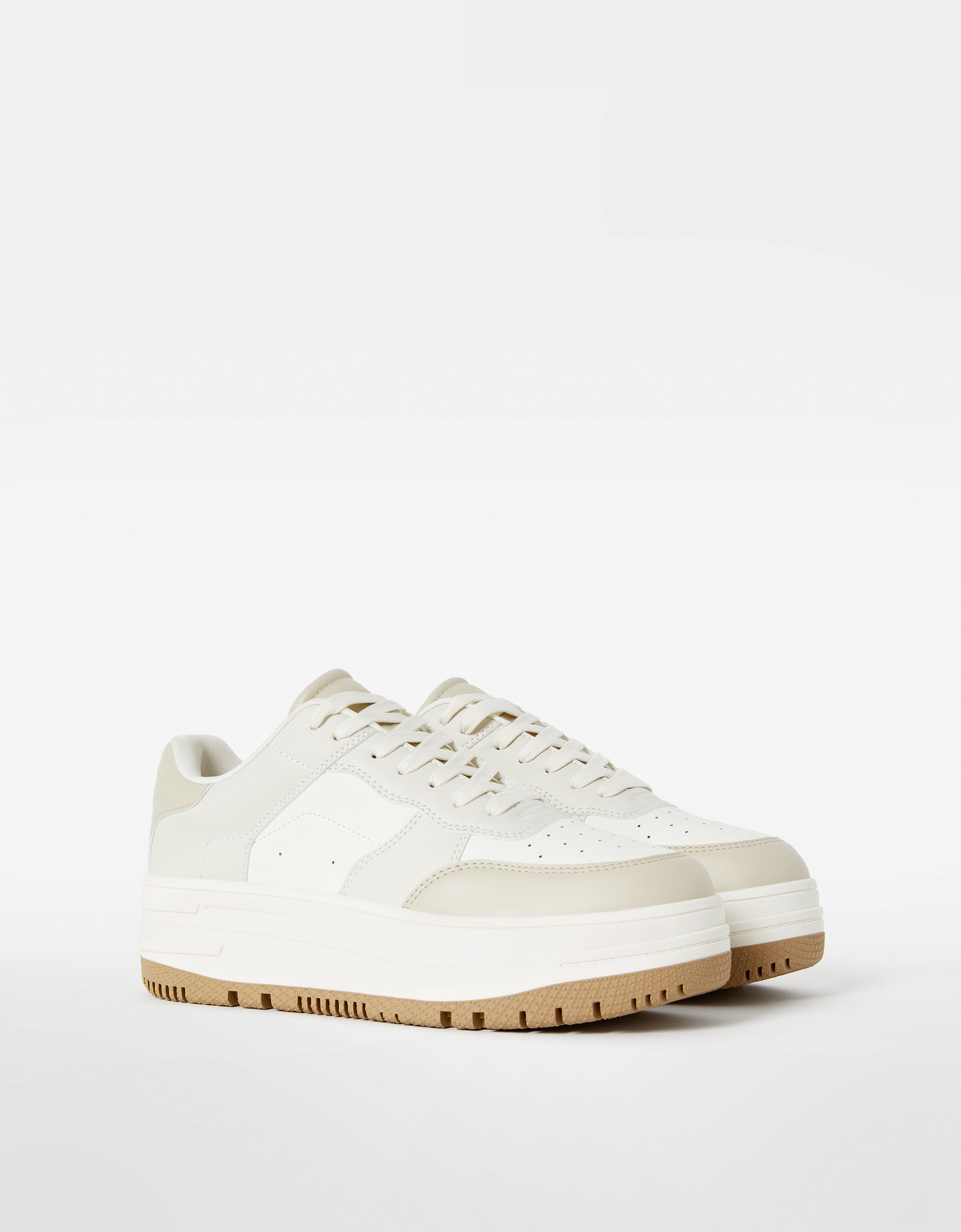bershka white platform sneakers
