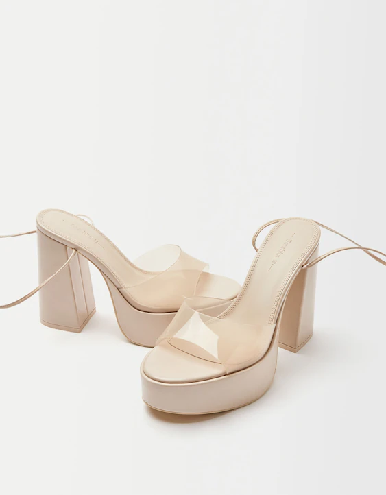 Sandalia tacón plataforma vinilo Zapatos - Mujer | Bershka