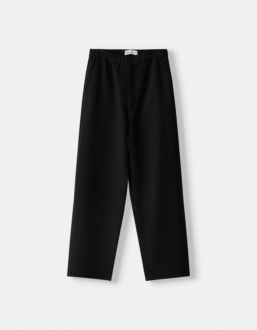 Pilili gömlek ve pantolon takımı-Siyah-6