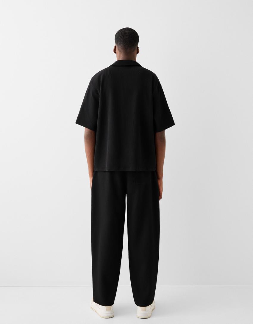 Pilili gömlek ve pantolon takımı-Siyah-2