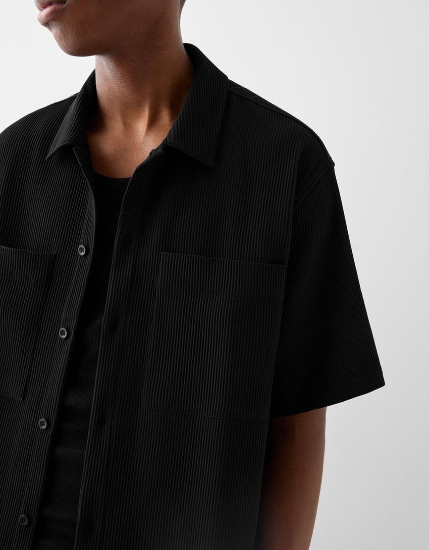 Pilili gömlek ve pantolon takımı-Siyah-3