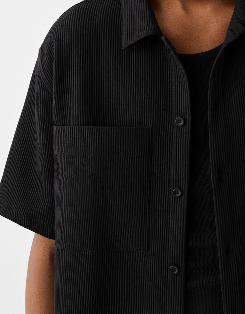 Pilili gömlek ve pantolon takımı-Siyah-4