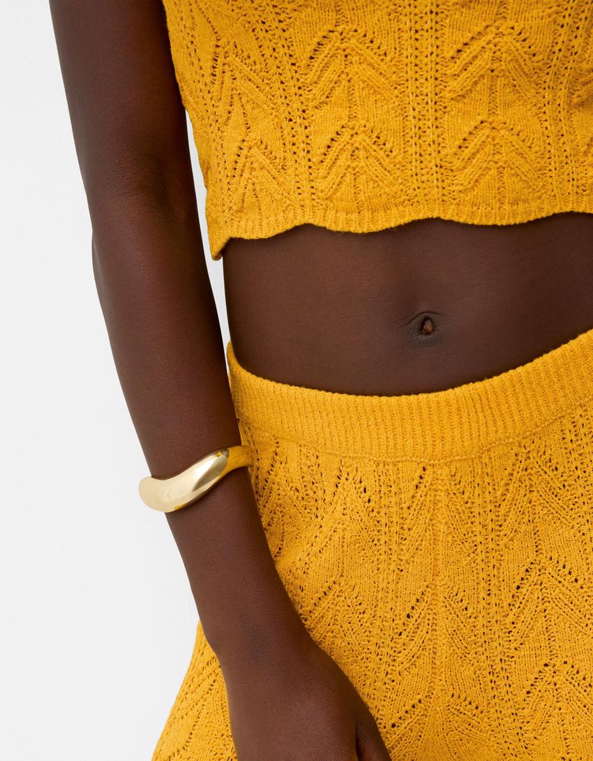 طقم بنطال وتوب بنمط ريفي-خردلي-8