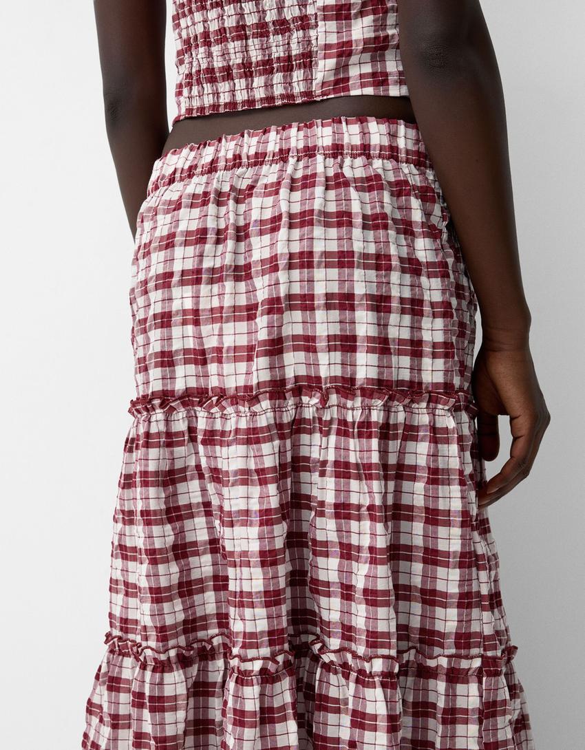 طقم تنورة وتوب بطبعة مربعات-عقيقي-5