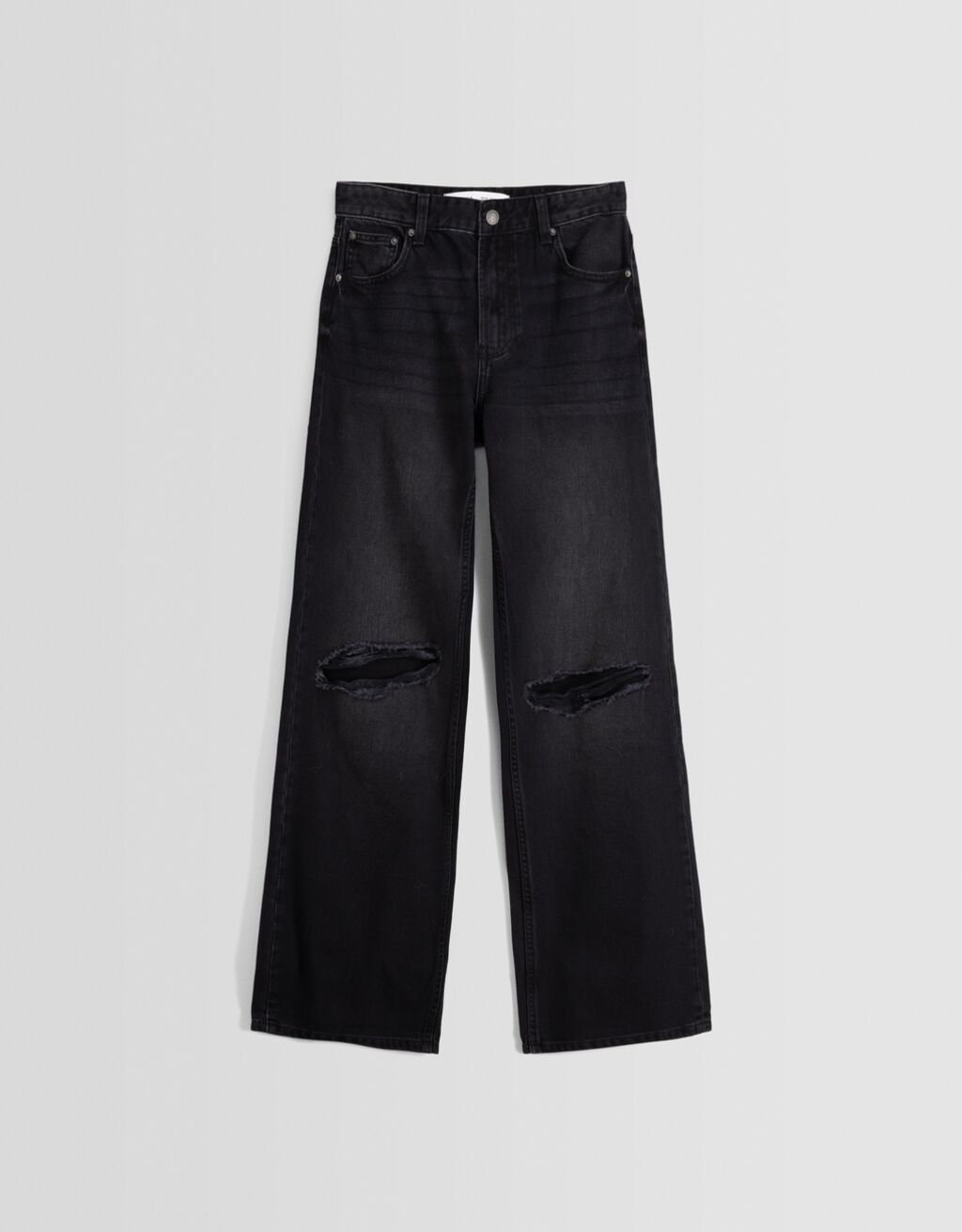 Distressed wide leg 90’s jean-Siyah-4