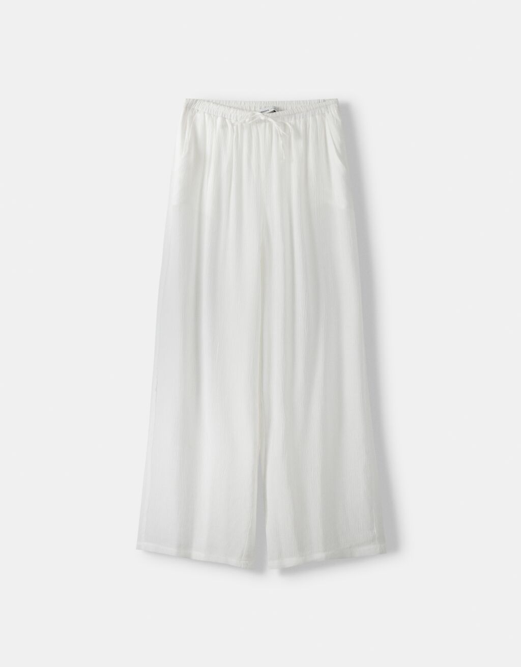 Pantaloni crêpe vita elasticizzata-Bianco-5