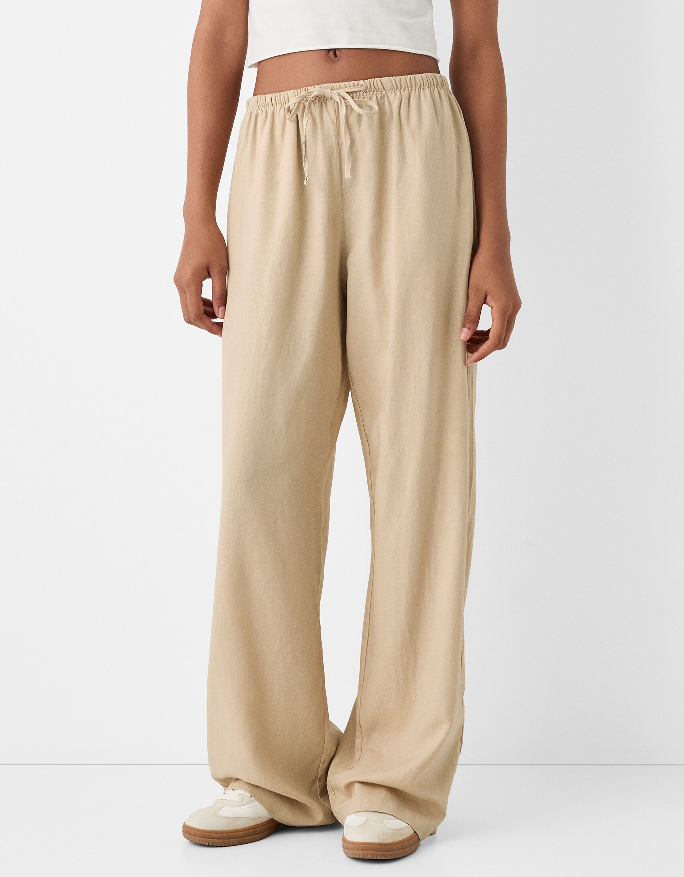 Womens linen pants with elastic waist cheap