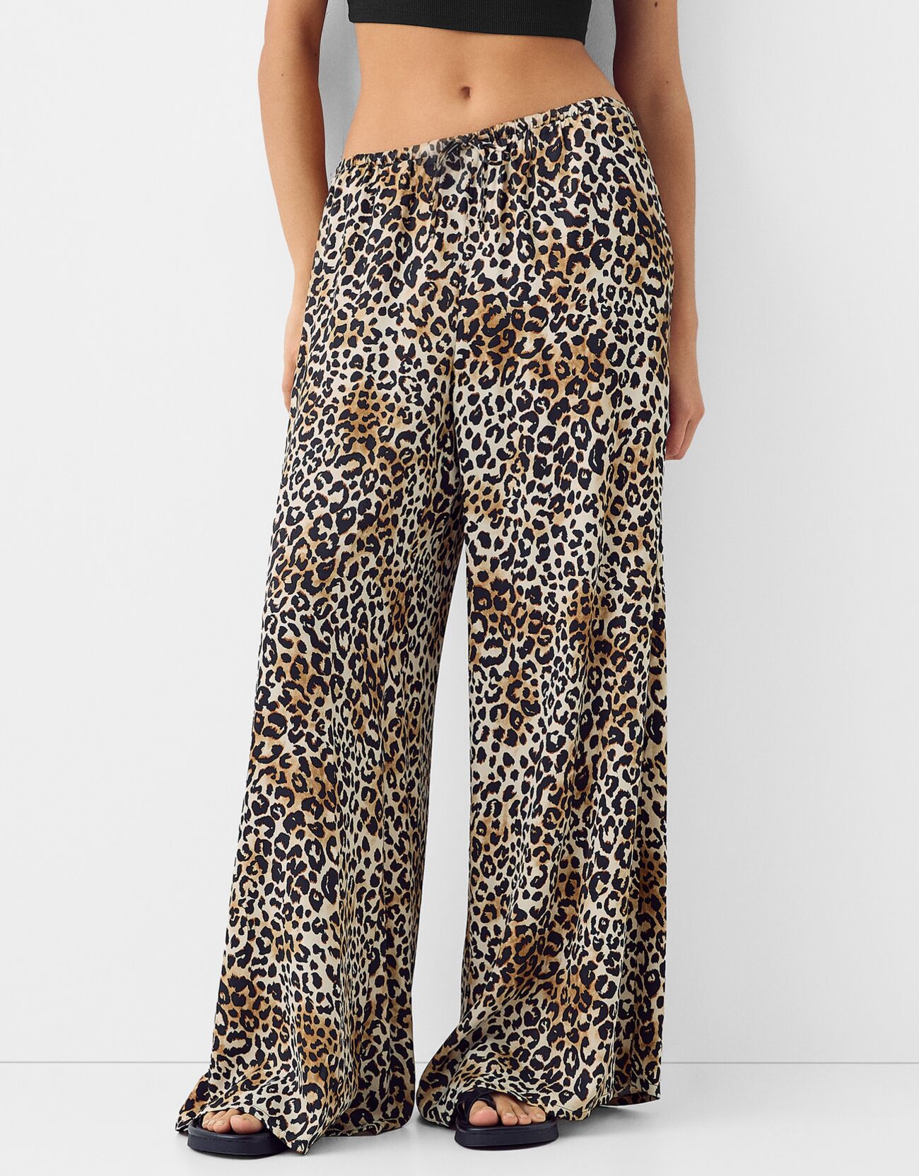 Bershka Wide-Leg-Hose Mit Print Damen L Braun