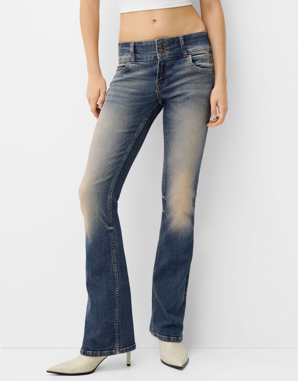 Jeans bootcut low waist-Azul-1