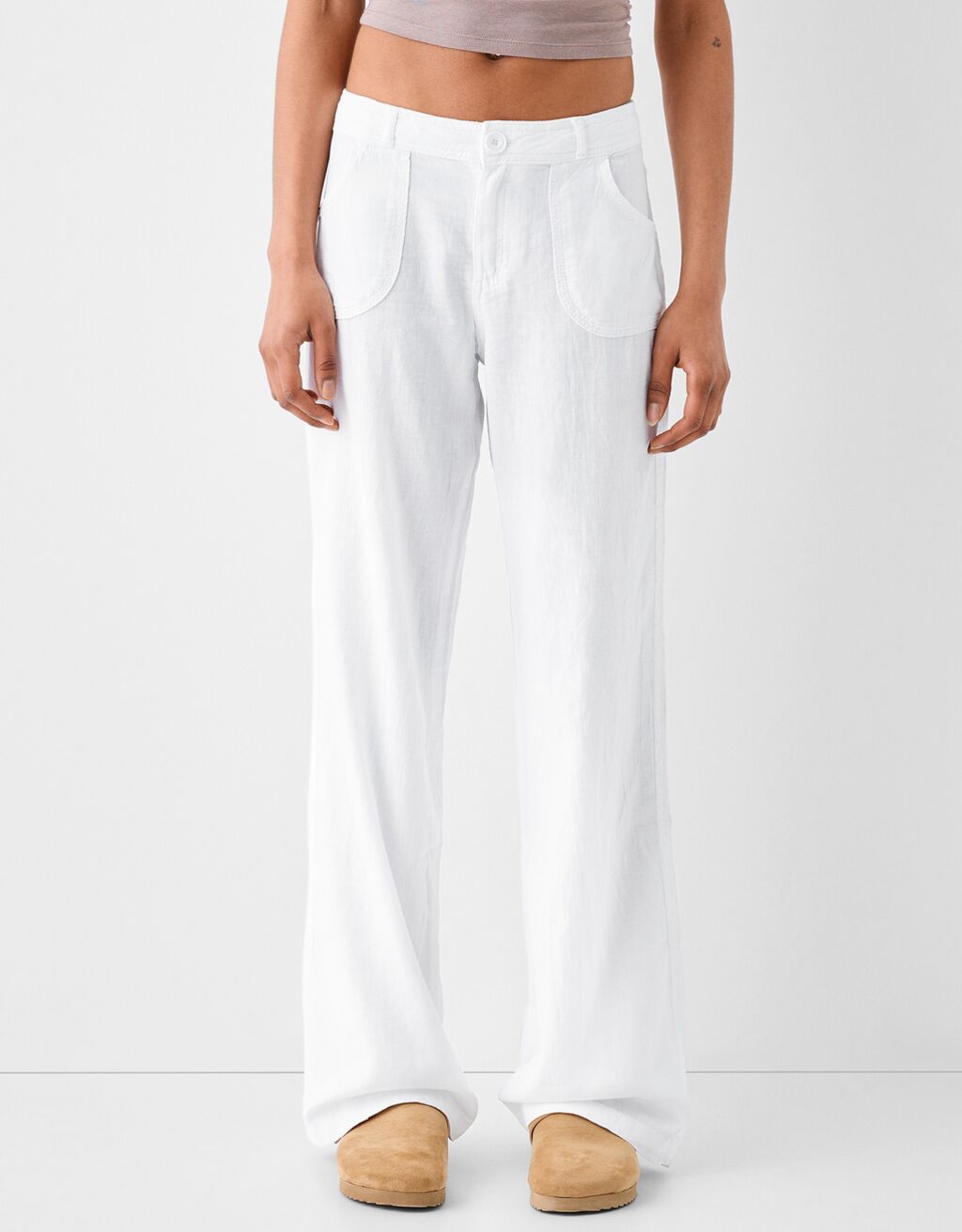 سروال ريفي فضفاض-كريمي-1