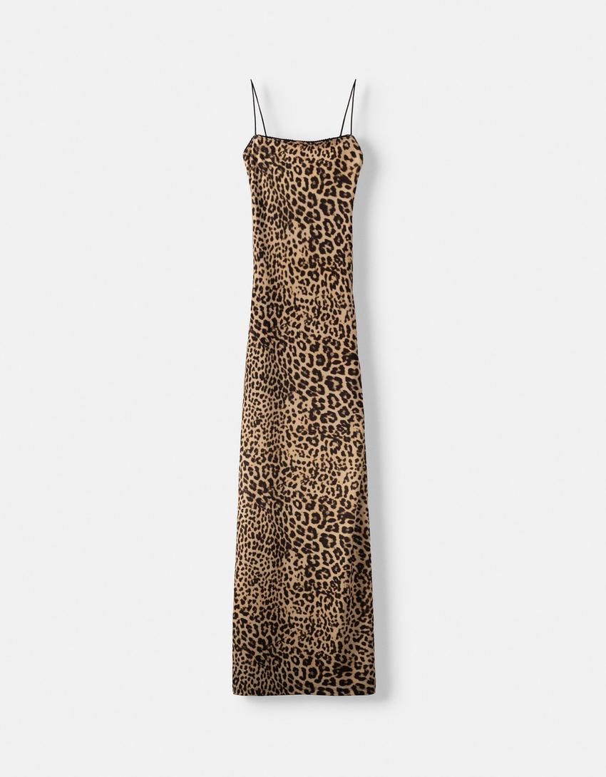 Vestido midi animal print-Beige-5