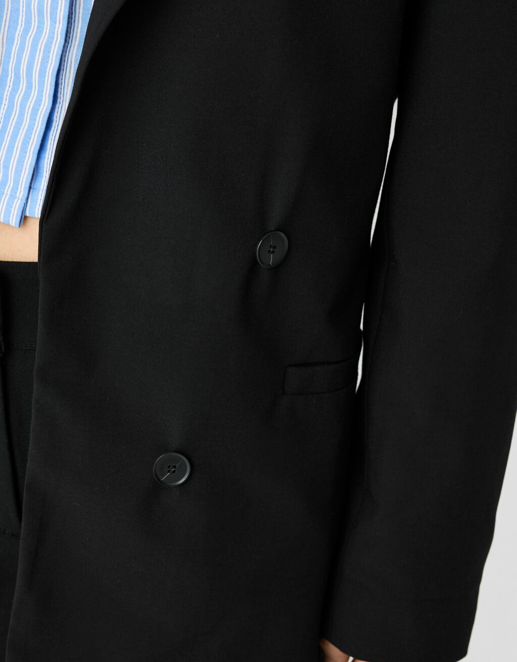 بليزر ضيق فضفاض بصف أزرار مزدوج-أسود-5