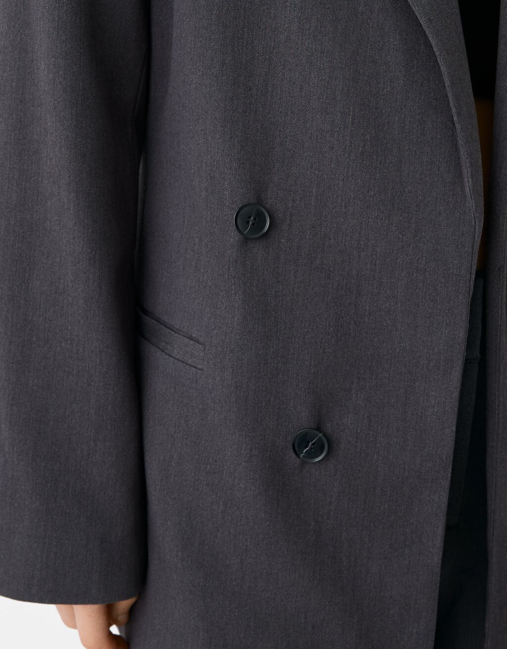 بليزر ضيق فضفاض بصف أزرار مزدوج-رمادي داكن-5