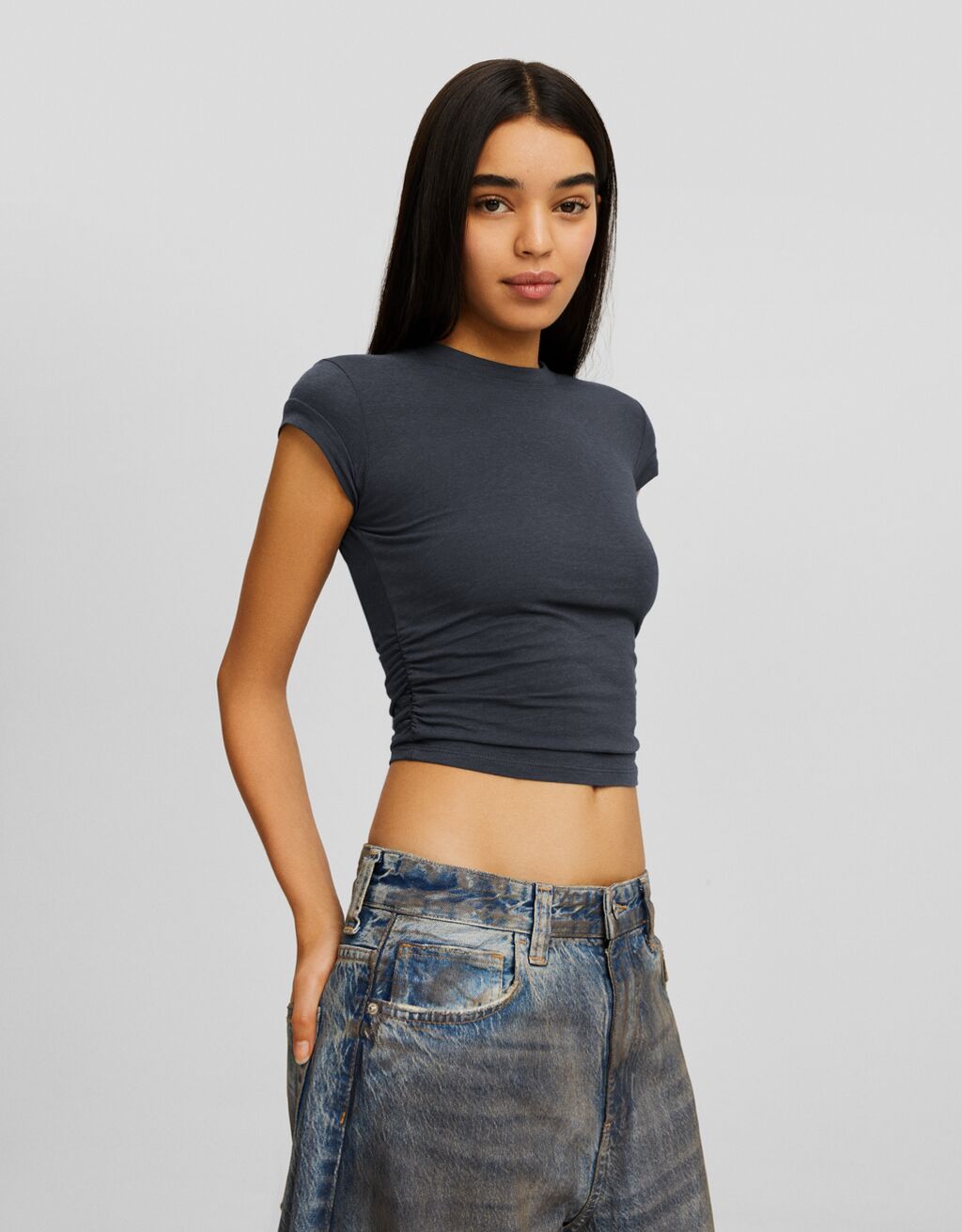 Kısa kollu t-shirt-Gri-2